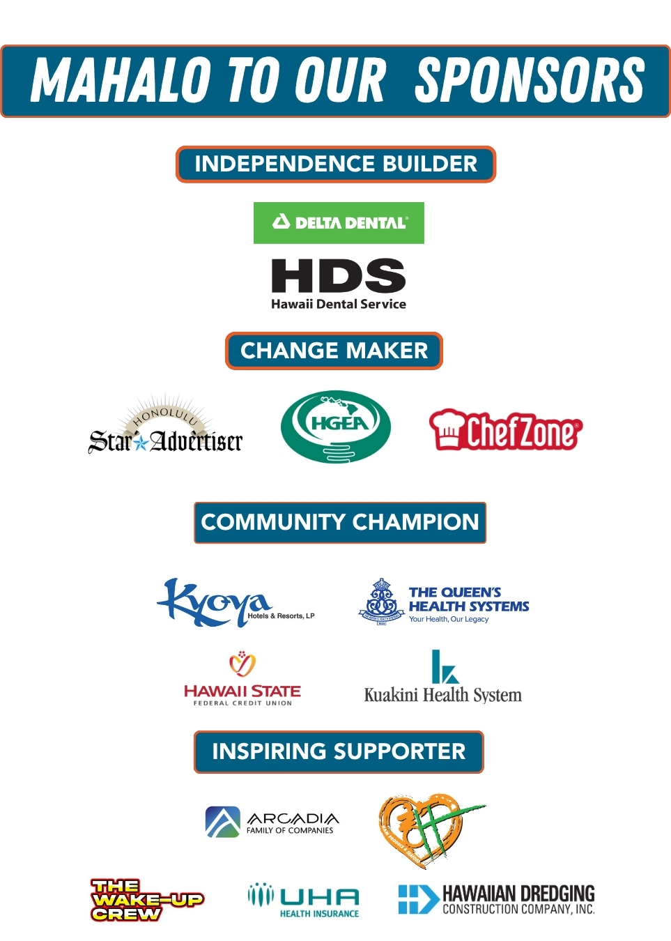 Mahalo To Sponsors (1)